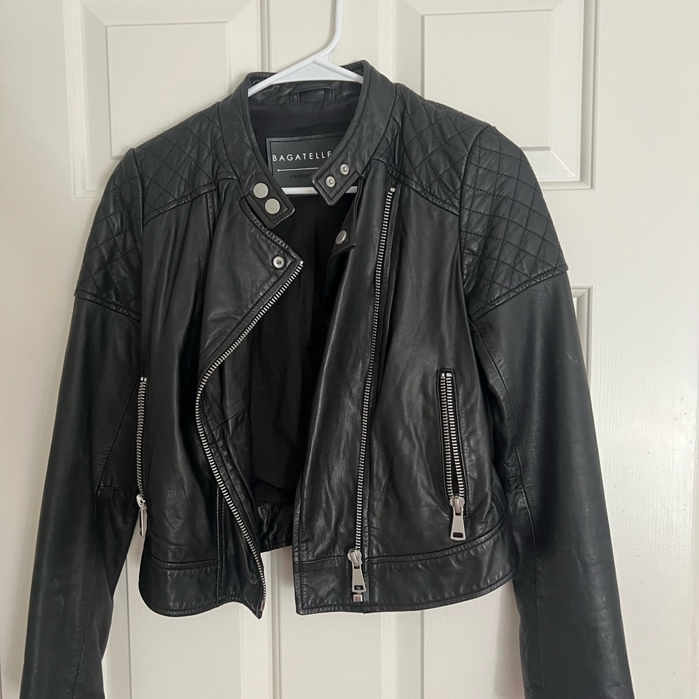 Bagatelle Quilted Black Leather Jacket